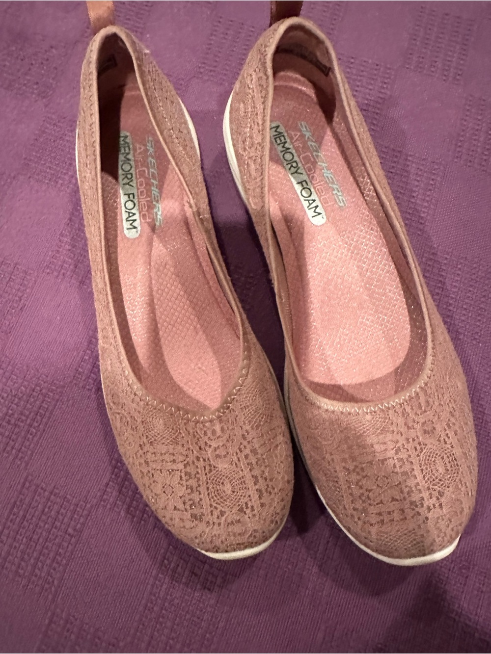 Skechers Women's Slip-On Lace Ballet Flats - Rose